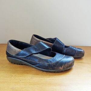 NAOT Aroha Brown Leather Mary Jane Flats